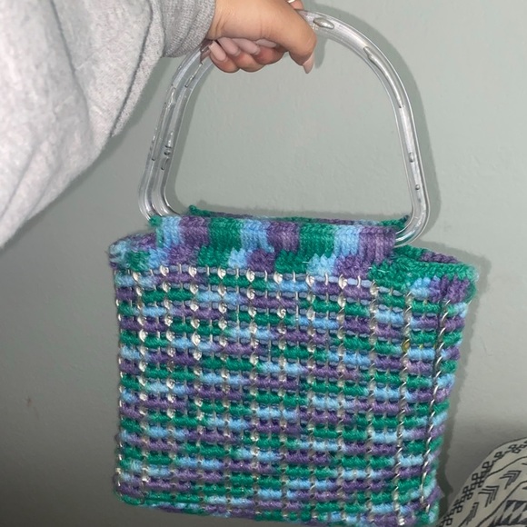 Soda Tab Crochet Purse with Clear Lucite Handle - Picture 3 of 3